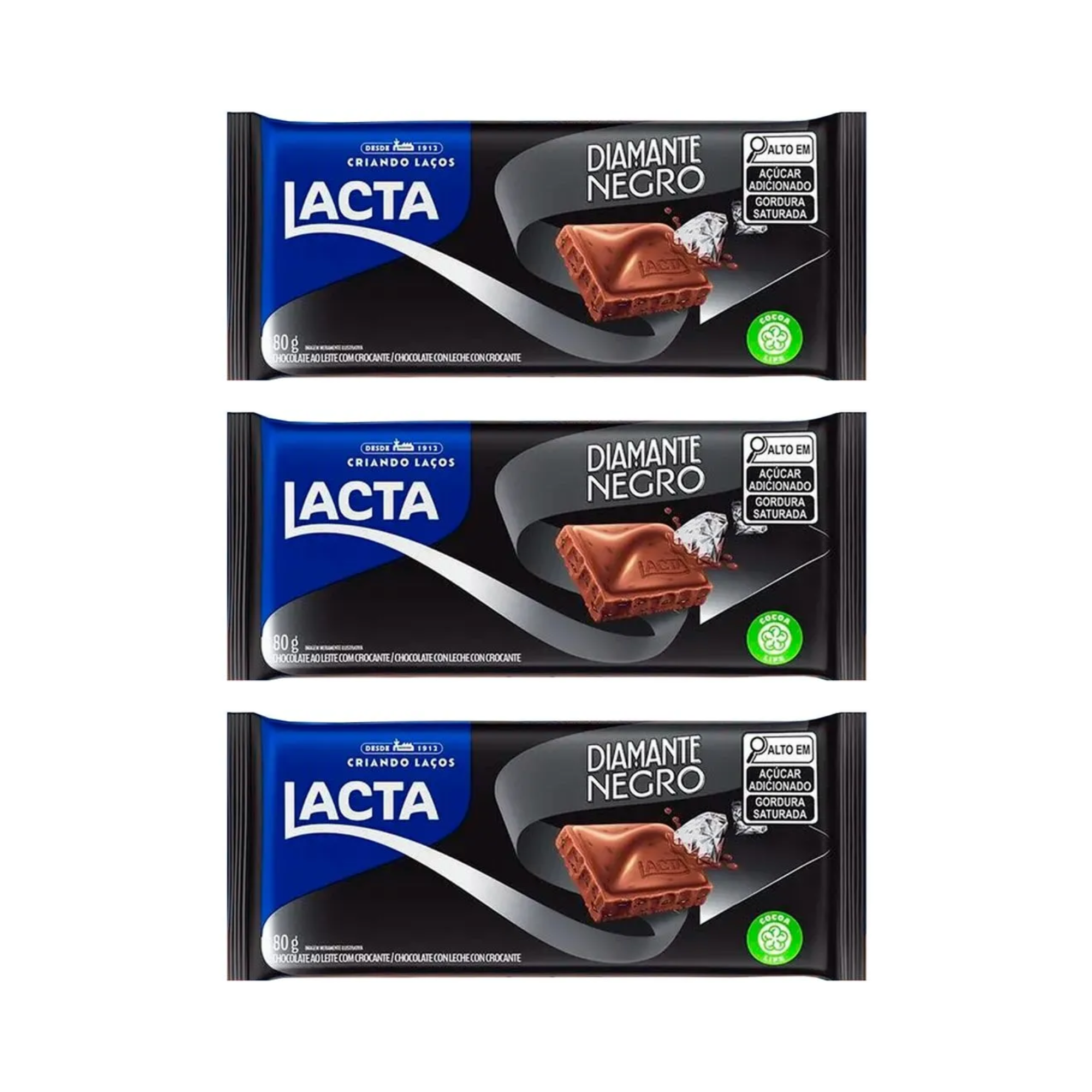 Lacta Barra de Chocolate Diamante Negro (3x80g)